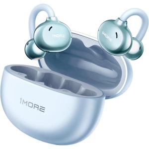 image1MORE Fit SE S30 Open Ear Headphones Wireless Bluetooth Headphones with 4 Microphones for Clear Calls Sports Earbuds Split Design with Earhooks IPX5 30Hour Playtime Bluetooth 53 White EF606Blue