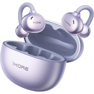 image1MORE Fit SE S30 Open Ear Headphones Wireless Bluetooth Headphones with 4 Microphones for Clear Calls Sports Earbuds Split Design with Earhooks IPX5 30Hour Playtime Bluetooth 53 White EF606Purple