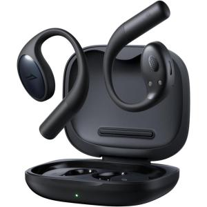 image1MORE S51 Open Ear Headphones  Lightweight Secure Fit Open Ear Earbuds Wireless Bluetooth 40H Playtime Bass More IPX5 Waterproof Clear Calls Game ModeBlack